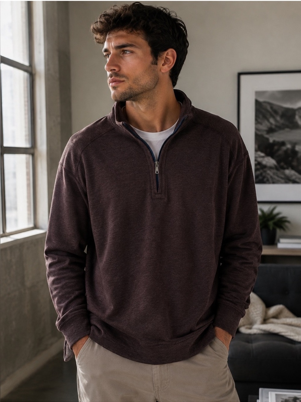 Tommy Bahama Flipsider Reversible Quarter Zip Sweater Gray XXL